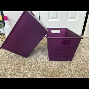 Purple organizing baskets